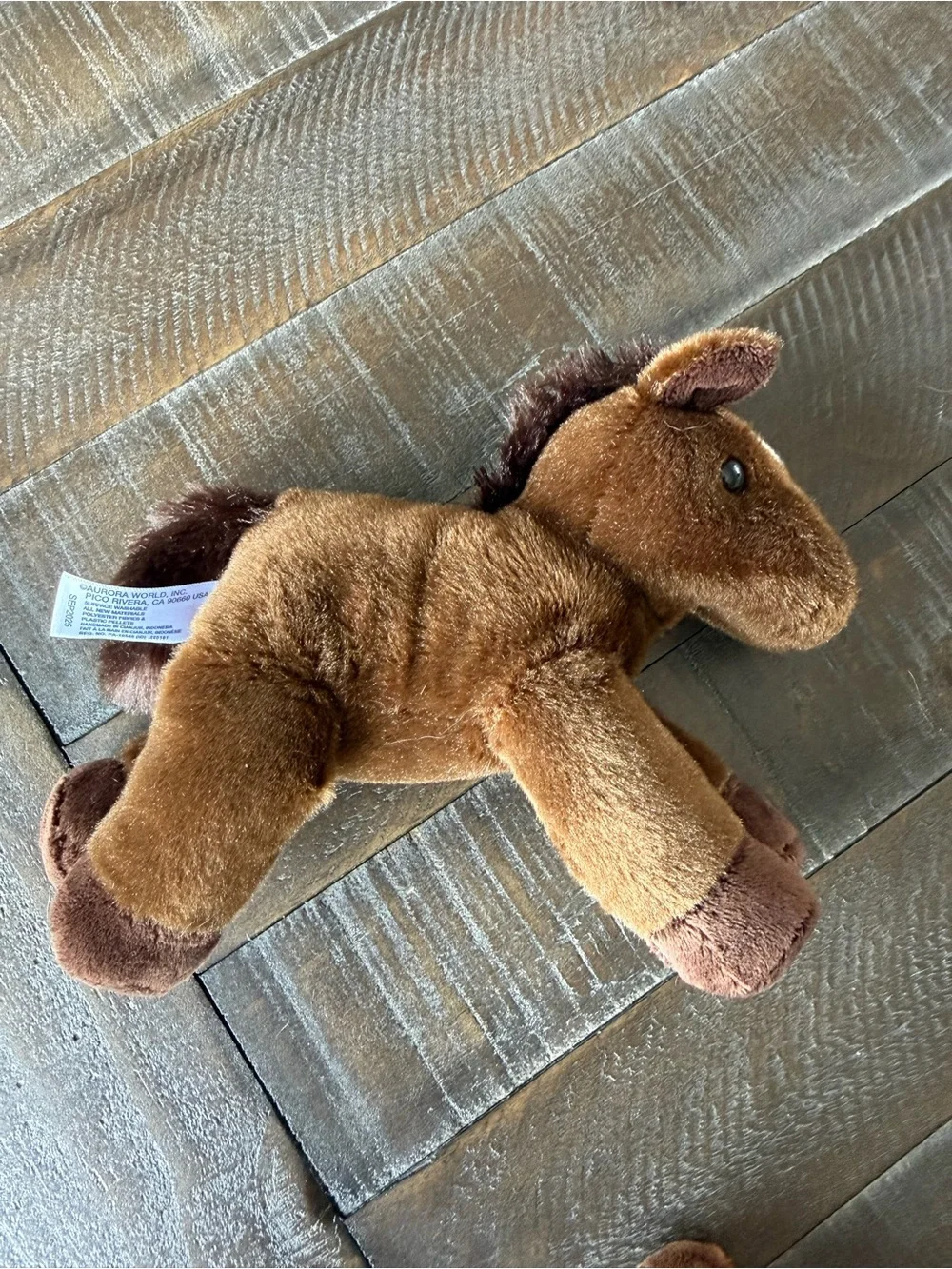 Aurora Brown Horse Stuffed Animal with White Forehead Patch approx 7”